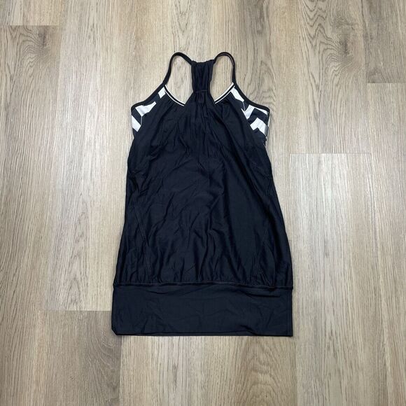 Lululemon Athletica Tank Top Womens 4 Black Chevron Racerback Shelf Bra Athletic - Picture 1 of 7
